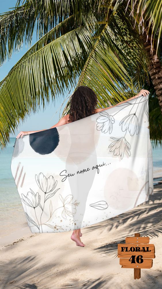 Canga de Praia Floral 46 Personalizada com Nome