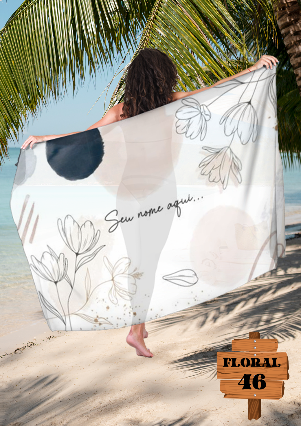 Canga de Praia Floral 46 Personalizada com Nome