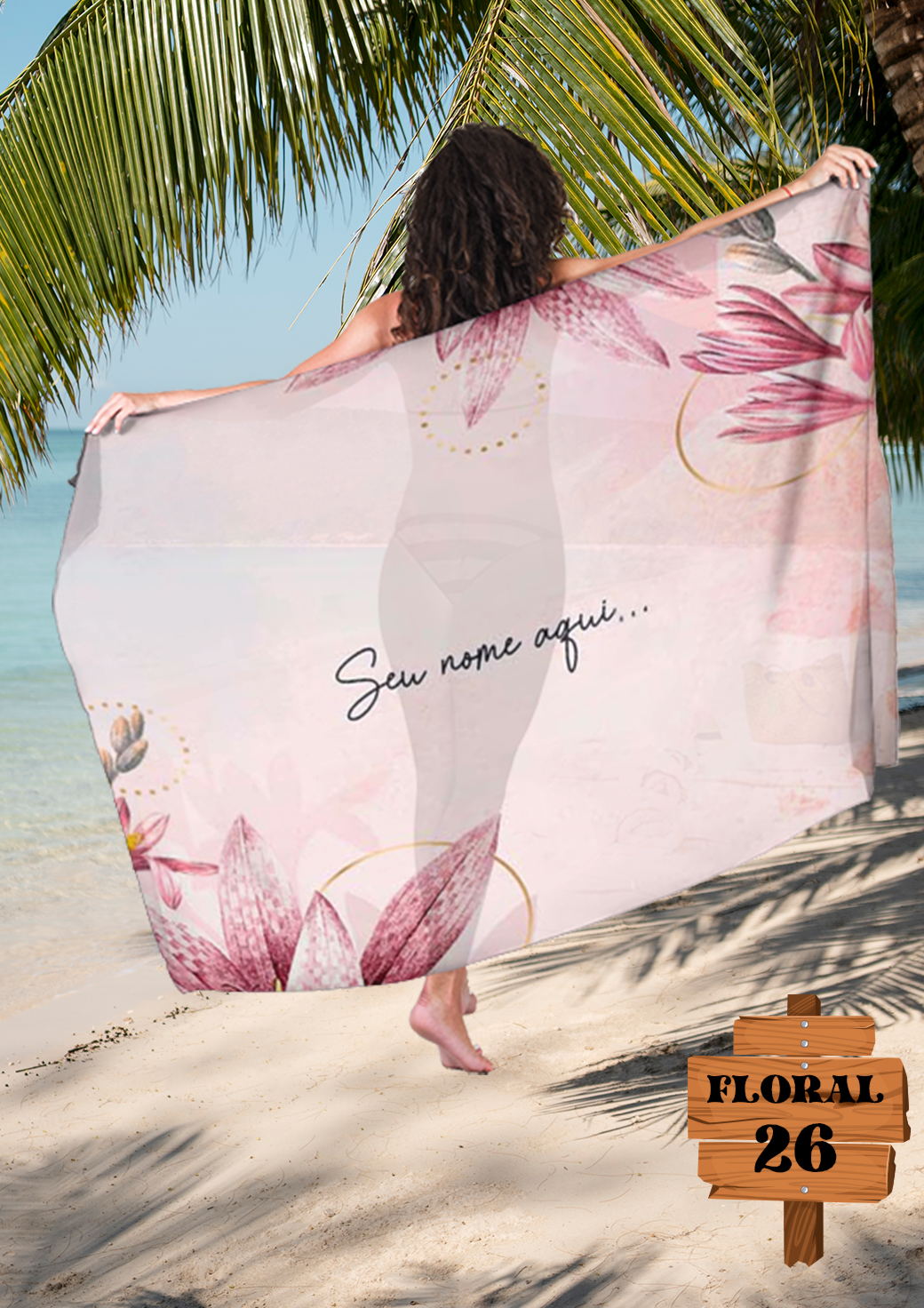 Canga de Praia Floral 26 Personalizada com Nome