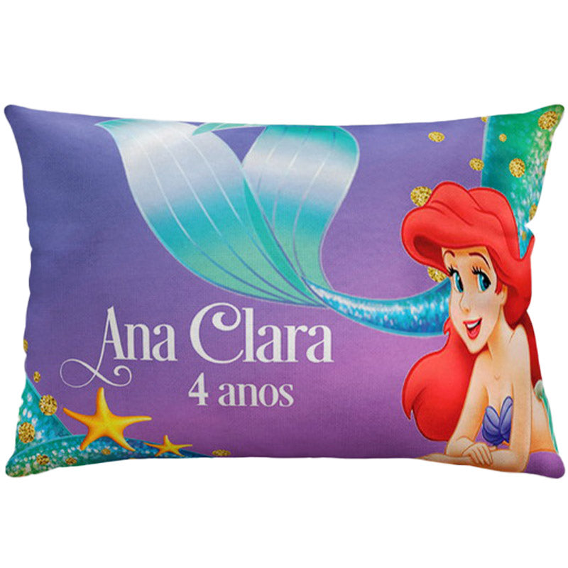 Almofada personalizada Retangular: Ariel Roxa com Cauda e Estrelas