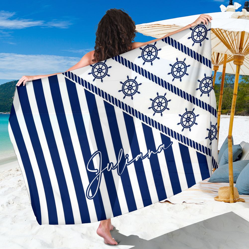 Canga de Listras Azul E Branco 11 Personalizada com Nome
