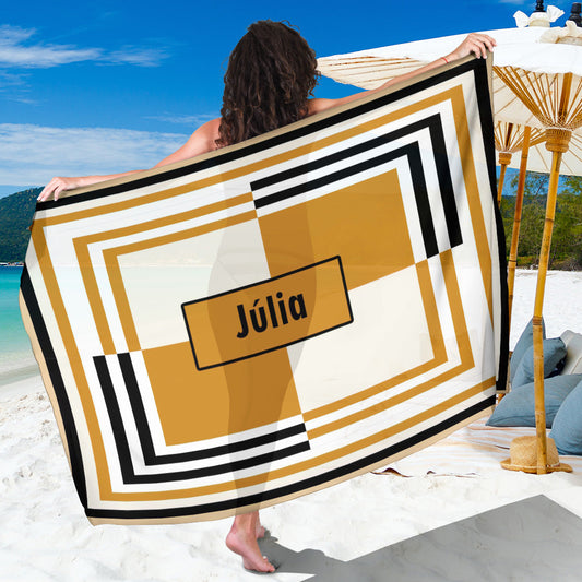 Canga de Praia Geométrico 3 Cores 5 Personalizada com Nome