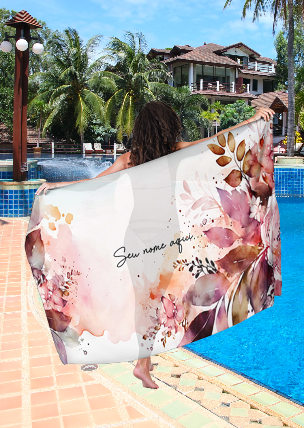 Canga de Praia Floral 35 Personalizada com Nome