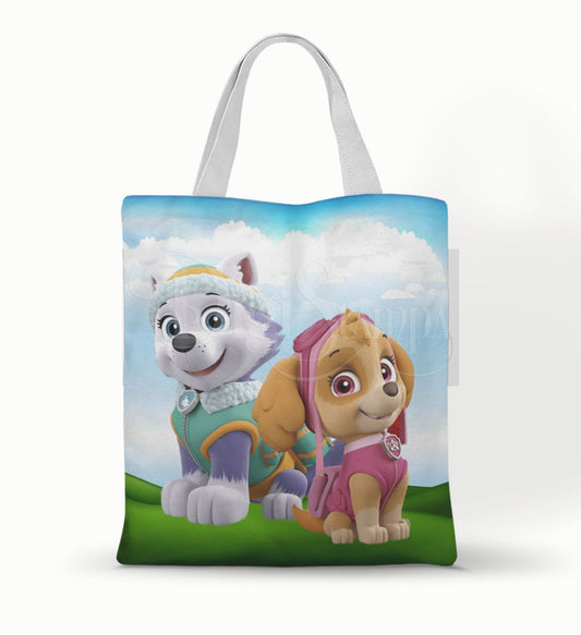 Ecobag personalizada Patrulha Canina: skye e everest, com alças.