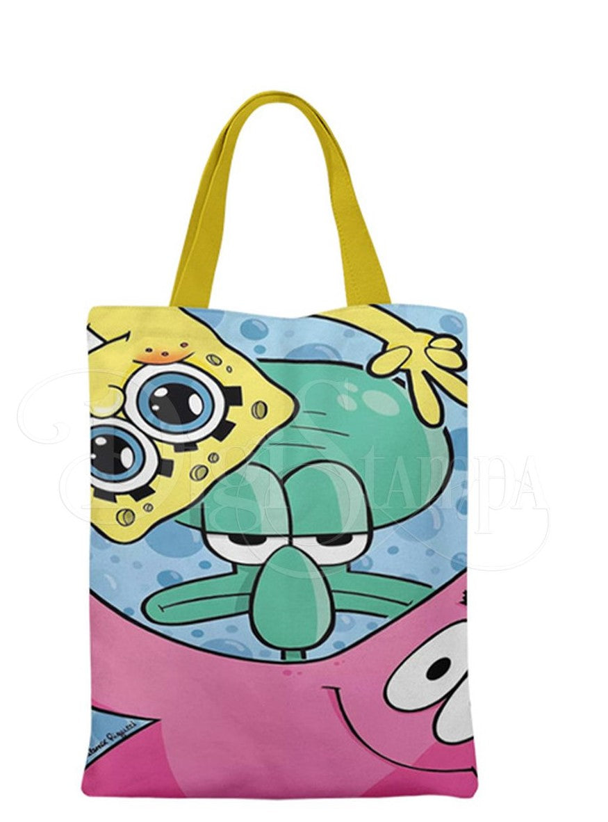 Ecobag personalizada Bob Esponja: colorida com patrick, com alças.