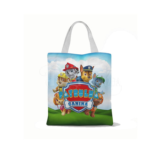 Ecobag personalizada Patrulha Canina: azul com personagens, com alças.