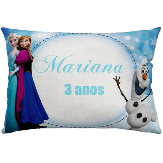 Almofada personalizada Retangular: Frozen Azul com Anna Elsa e Olaf