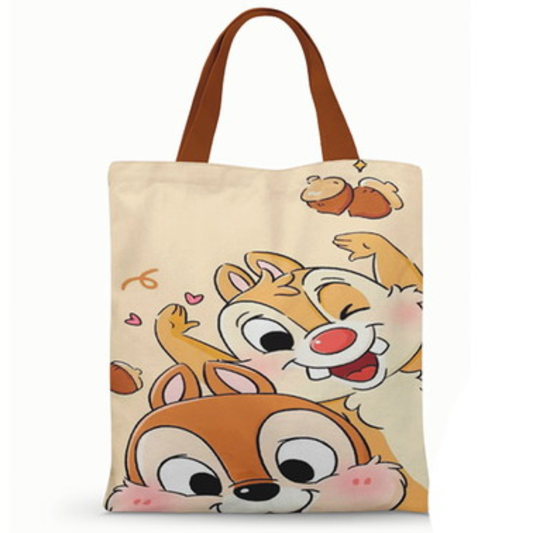 Ecobag personalizada Tico e Teco: bege com personagens, com alças.