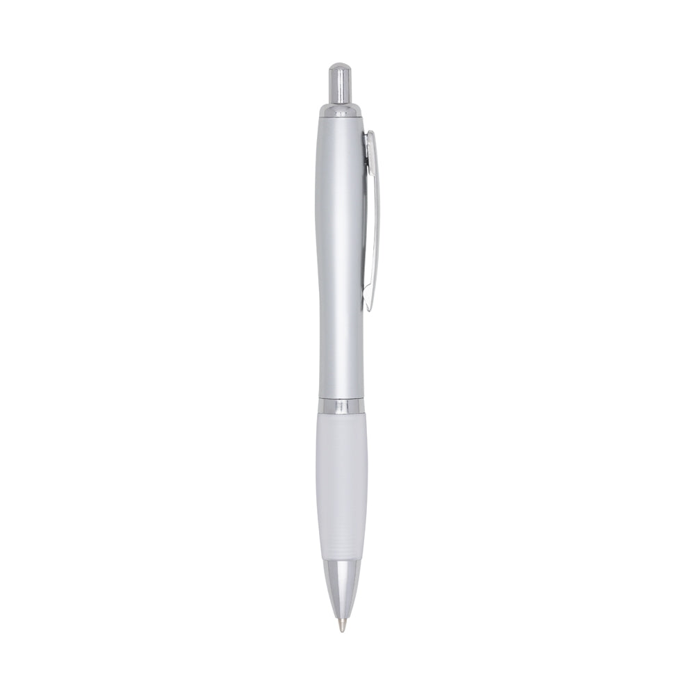 CANETA PLÁSTICA COM SUA LOGO PONTA  MACIA personalizado BRANCA DigiStampa