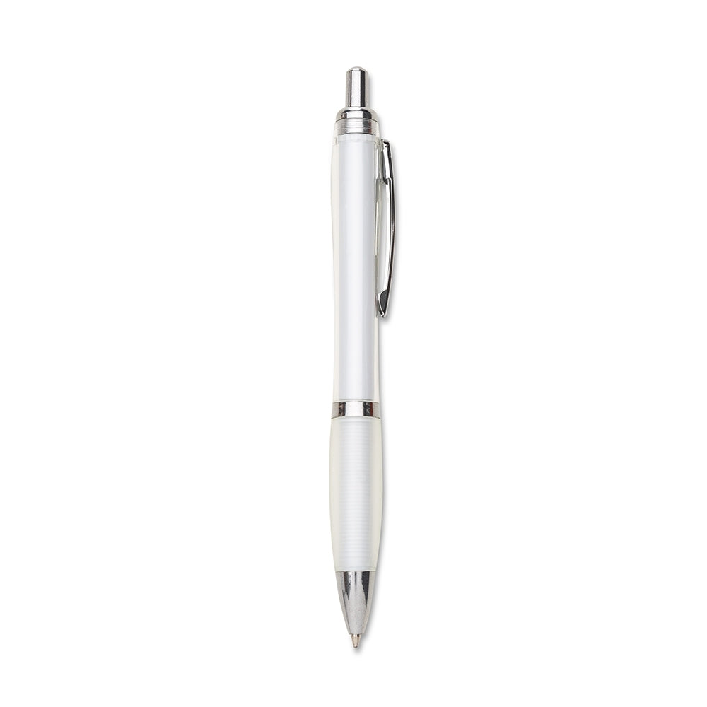 CANETA PLÁSTICA COM SUA LOGO PONTA  MACIA personalizado BRANCO2 DigiStampa