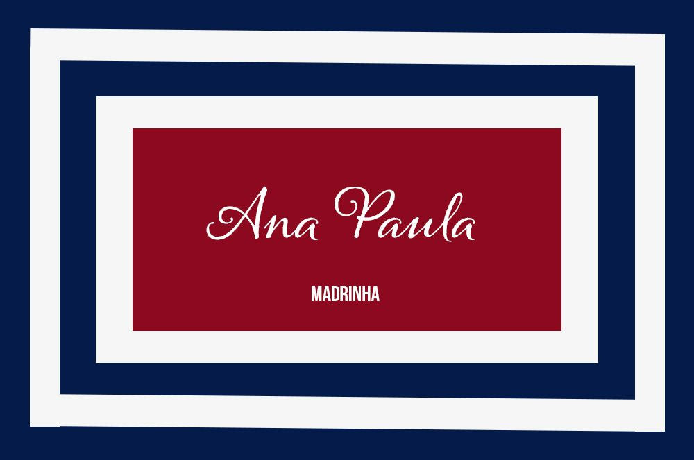 Canga Personalizada com nome detalhe retangular azul, vermelho e branco 90x130cm MCLISTA14