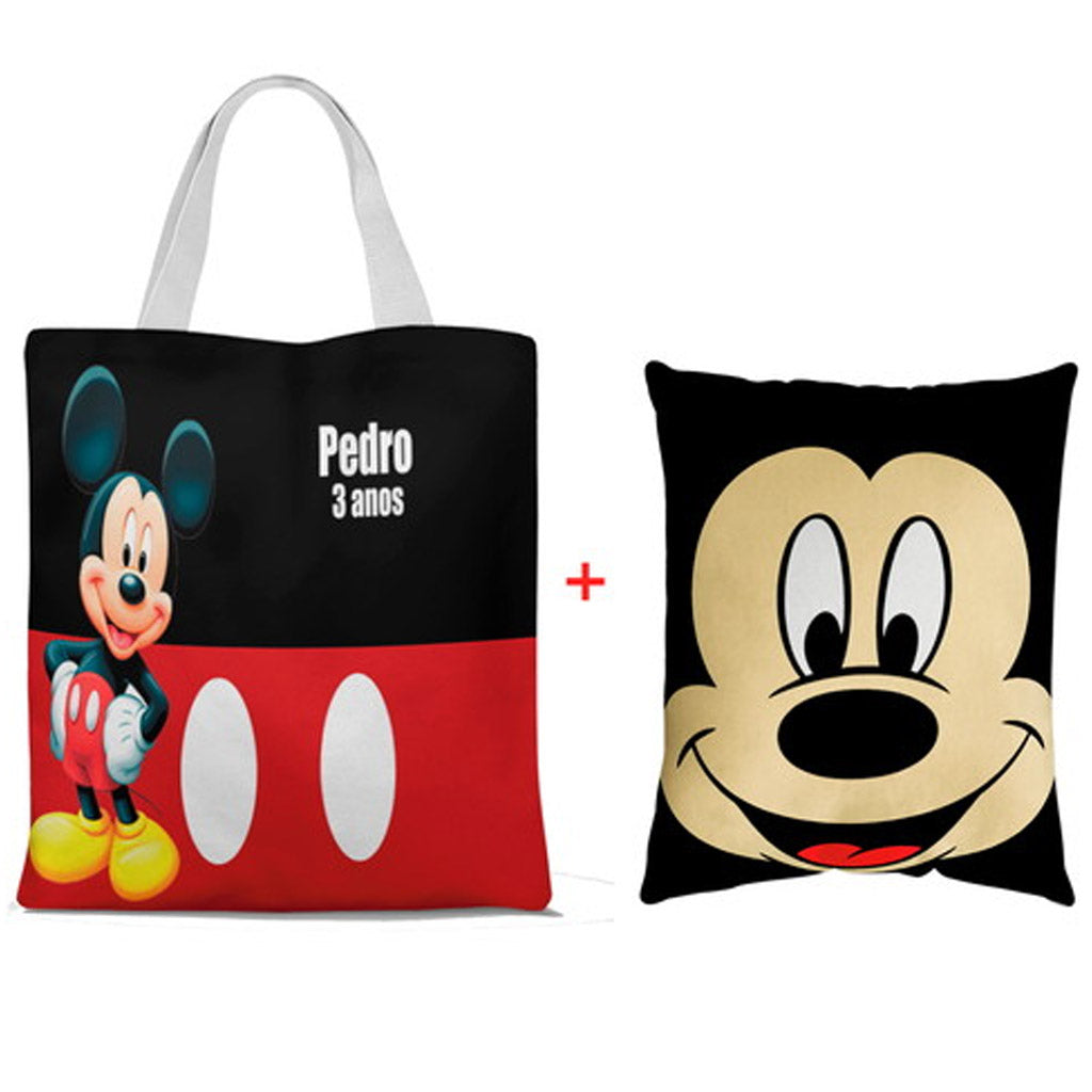 Almofada 20x30 Bolsa Ecobag Kit + Eco Bag Mickey — Sacola 3