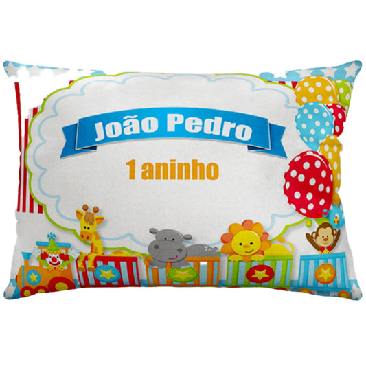 Almofada personalizada Retangular: Circo Colorido com Animais e Balões