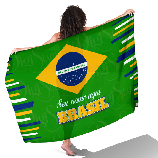 Canga de Praia De Brasil Tecido E 06 Personalizada com Nome