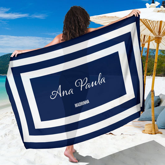 Canga de Retangular Azul E Branco 13 Personalizada com Nome