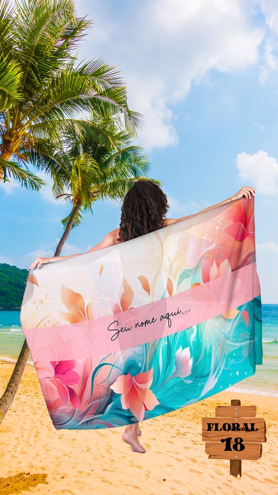 Canga de Praia Floral 18 De Amigas Personalizada com Nome