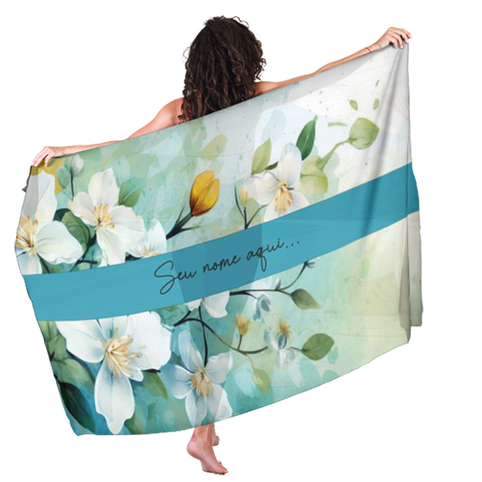 Canga de Praia Floral 55 Personalizada com Nome