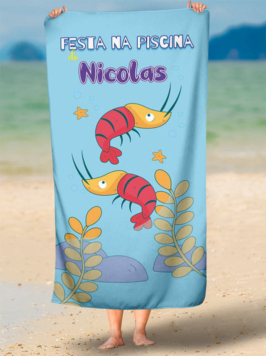 Toalha de Lindo Festa Na Piscina Com Nome Personalizada