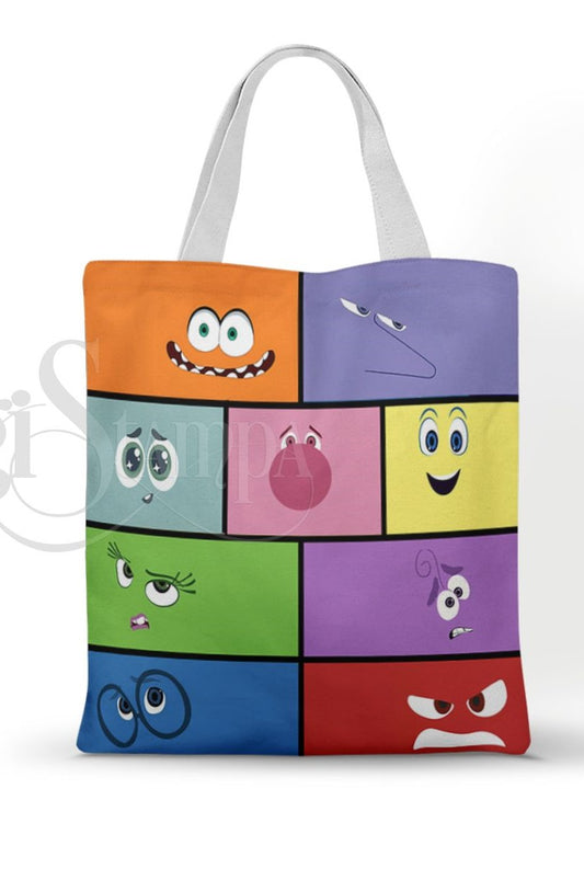 Ecobag personalizada Divertidamente: blocos coloridos, com alças.