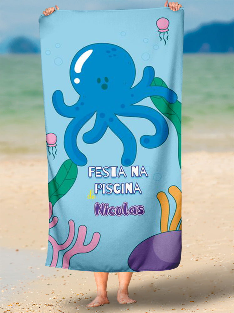 Toalha de Party Polvo Festa Piscina Com Nome Personalizada