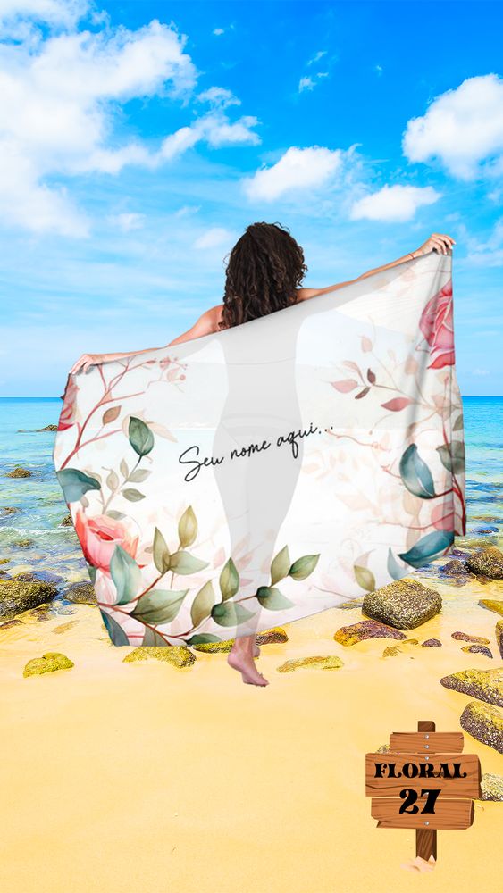 Canga de Praia Floral 27 Personalizada com Nome