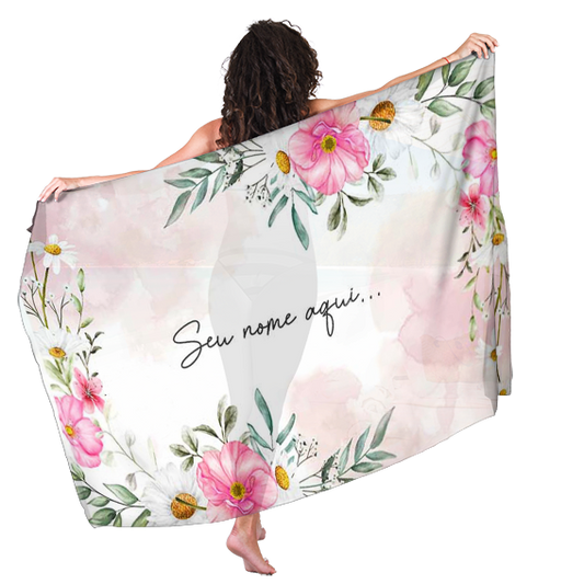 Canga de Praia Floral 03 Para Amigas Personalizada com Nome