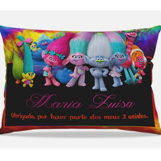 Almofada personalizada Retangular: Trolls Colorida com Fundo Preto