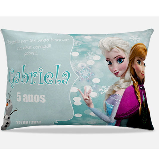 Almofada personalizada Retangular: Frozen Azul com Elsa e Anna