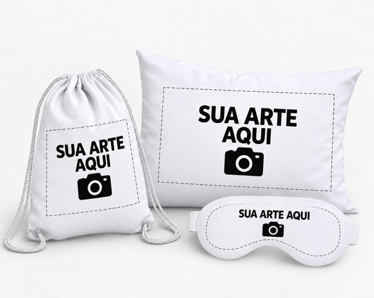 Kit Almofada de Pescoço e Mochilinha Sua Arte Aqui