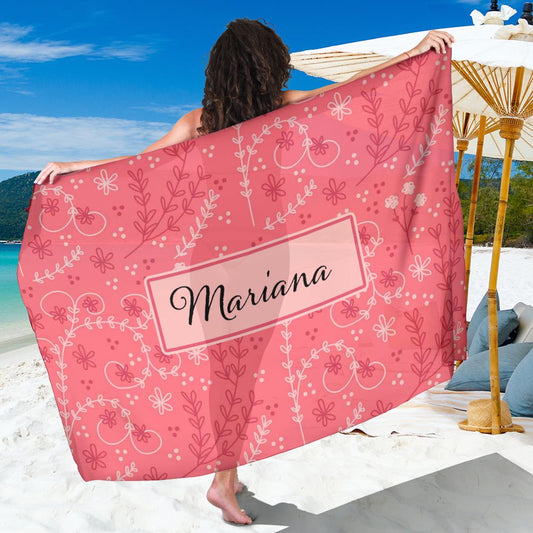 Canga Personalizada com nome floral henna em tons rosados 90x130cm mcf7