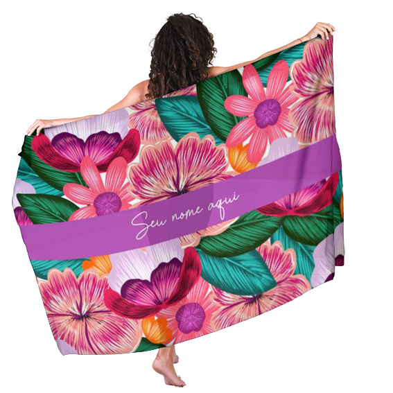 Canga Floral Personalizamos com nome 90x135cm FLORAL69