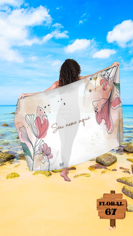 Canga Floral Personalizamos com nome 90x135cm FLORAL67 - Imagem 3