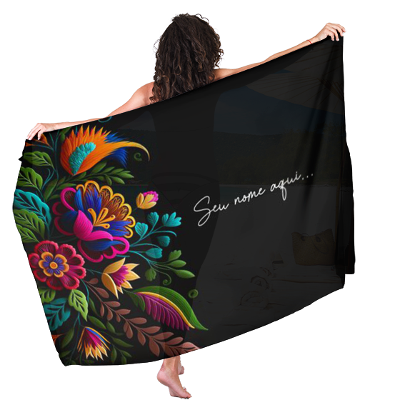 Canga Floral Personalizamos com nome 90x135cm FLORAL64