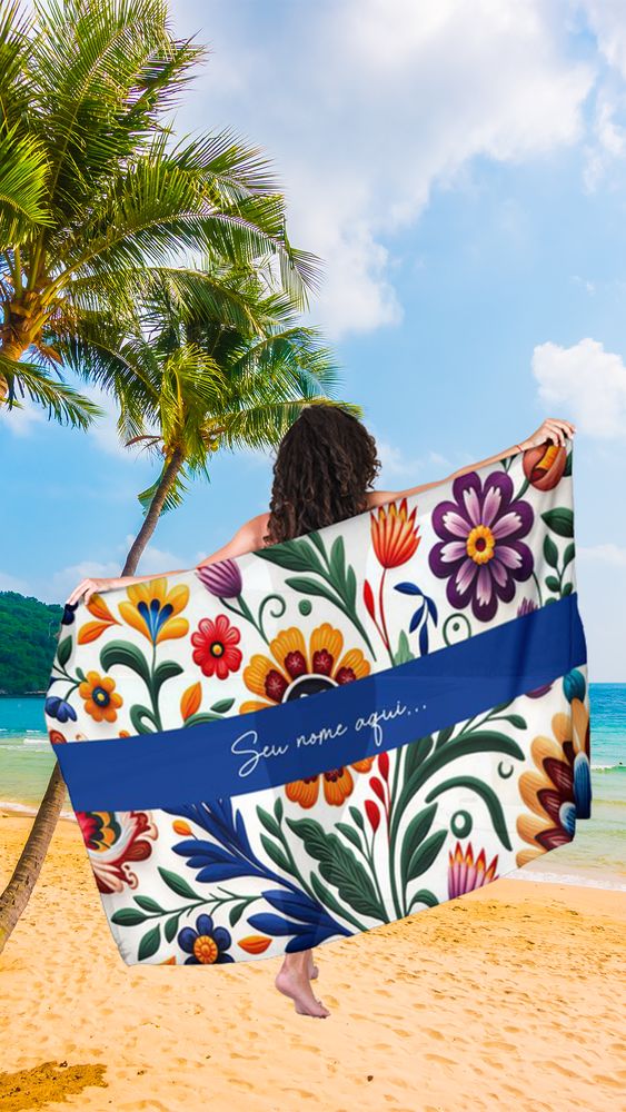 Canga Floral Personalizamos com nome 90x135cm FLORAL63 - Imagem 2