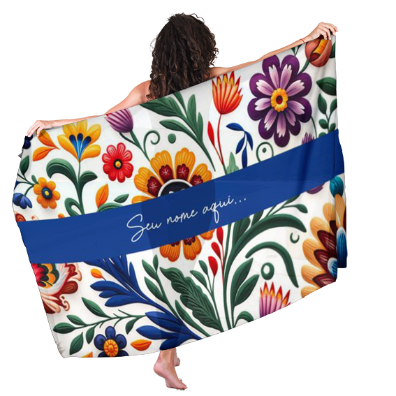 Canga Floral Personalizamos com nome 90x135cm FLORAL63