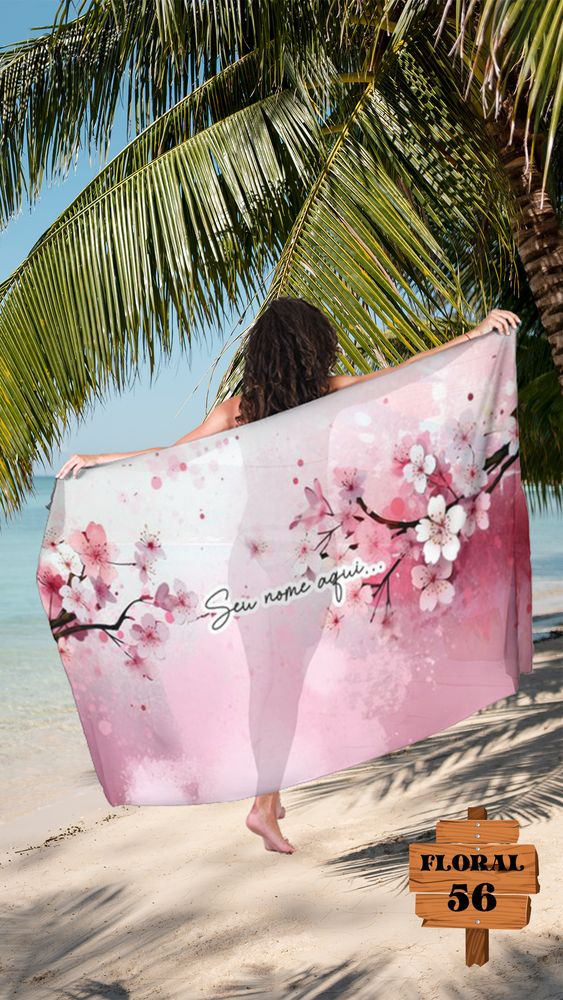 Canga Floral Personalizamos com nome 90x135cm FLORAL56 - Imagem 4