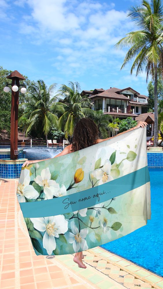 Canga Floral Personalizamos com nome 90x135cm FLORAL55 - Imagem 4