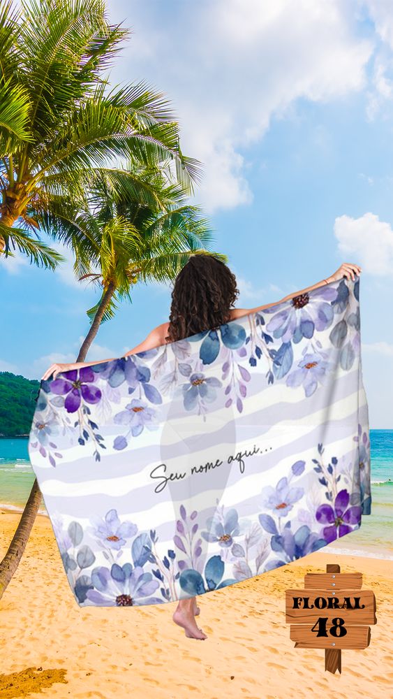 Canga Floral Personalizamos com nome 90x135cm FLORAL48 - Imagem 5