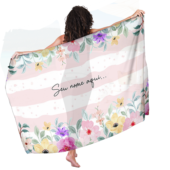 Canga Floral Personalizamos com nome 90x135cm FLORAL44