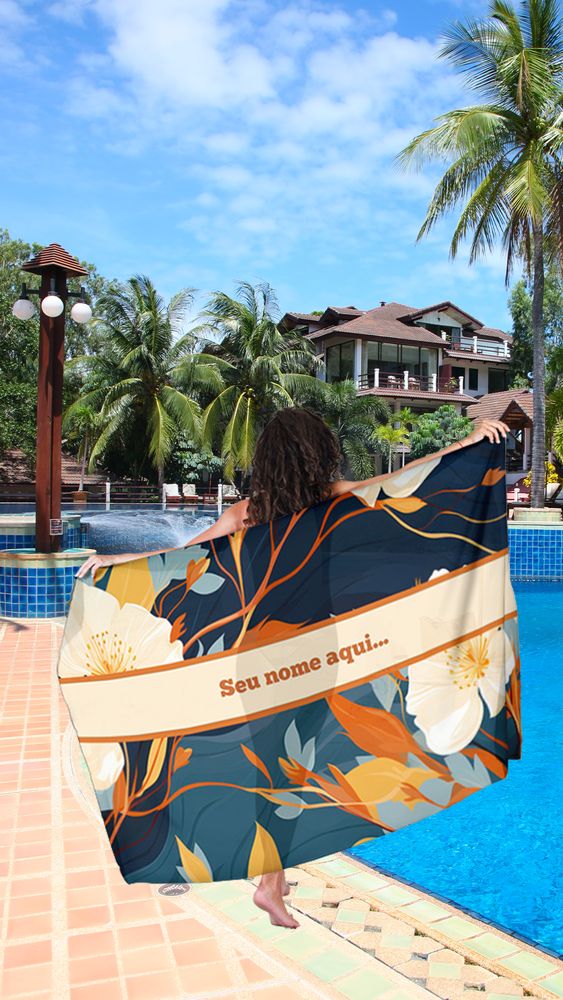 Canga Floral Personalizamos com nome 90x135cm FLORAL40 - Imagem 3