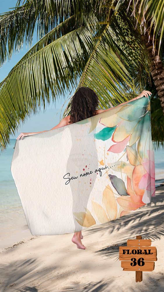 Canga Floral Personalizamos com nome 90x135cm FLORAL36 - Imagem 5