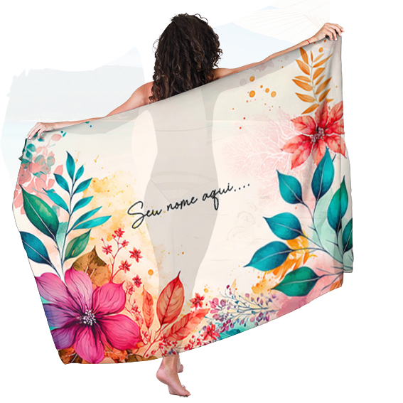 Canga Floral Personalizamos com nome 90x135cm FLORAL33