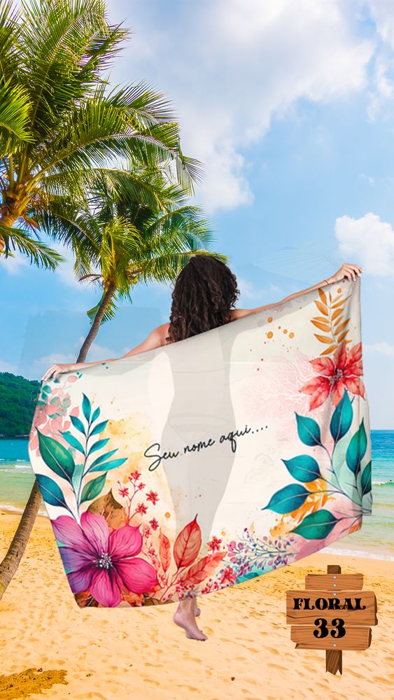 Canga Floral Personalizamos com nome 90x135cm FLORAL33 - Imagem 5