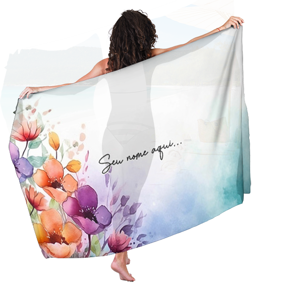 Cópia de Canga Floral Personalizamos com nome 90x135cm FLORAL32