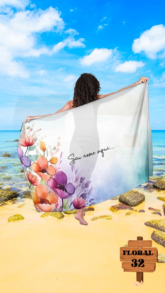 Cópia de Canga Floral Personalizamos com nome 90x135cm FLORAL32 - Imagem 5