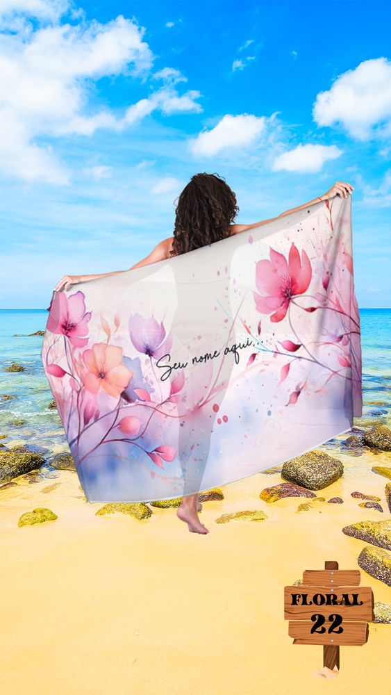 Canga Floral Personalizamos com nome 90x135cm FLORAL22 - Imagem 5