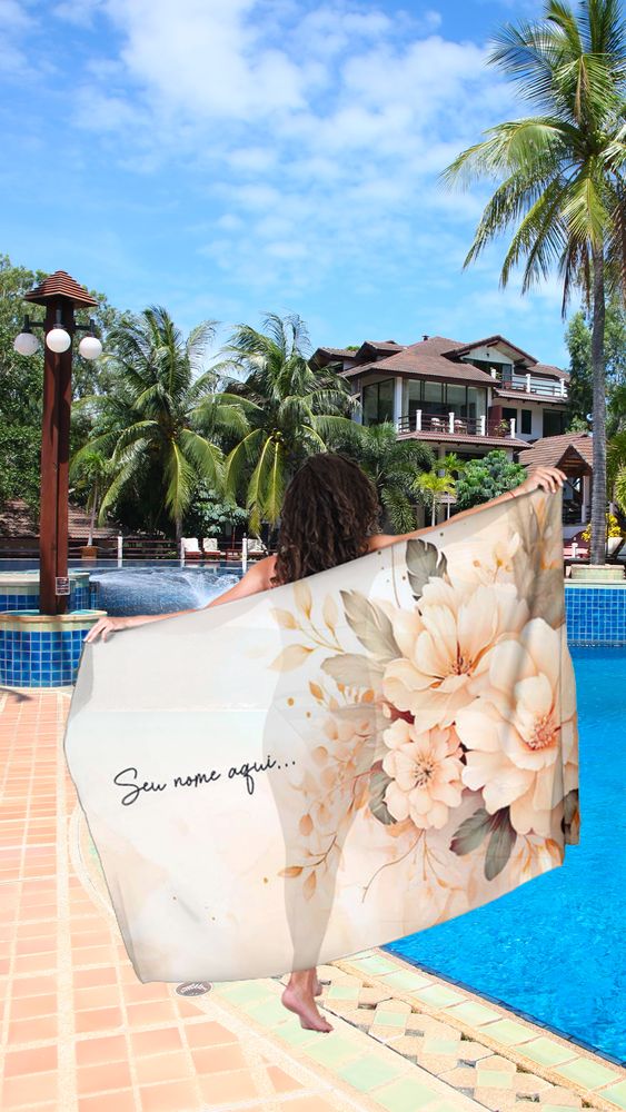 Canga Floral Personalizamos com nome 90x135cm FLORAL20 - Imagem 5