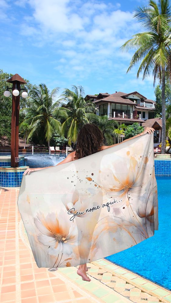 Canga Floral Personalizamos com nome 90x135cm FLORAL15 - Imagem 5