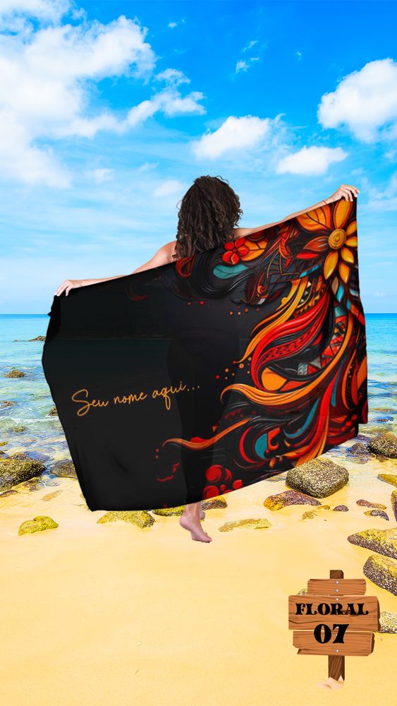 Canga Floral Personalizamos com nome 90x135cm FLORAL07 - Imagem 5