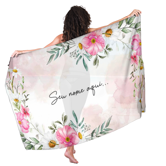 Canga Floral Personalizamos com nome 90x135cm FLORAL03